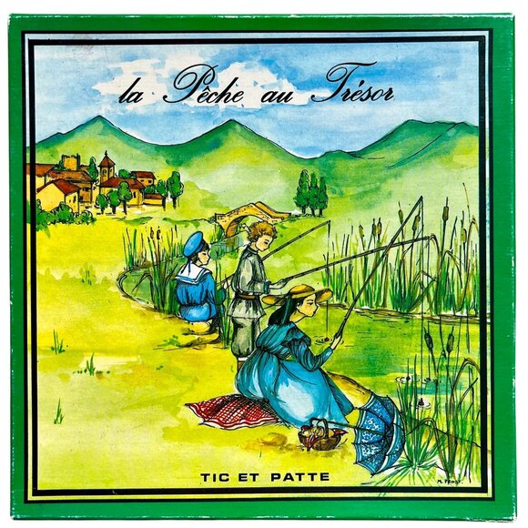 Vintage La Peche Au Tresor Tic Et Patte French Fishing Game Wooden Magnet - Picture 1 of 5